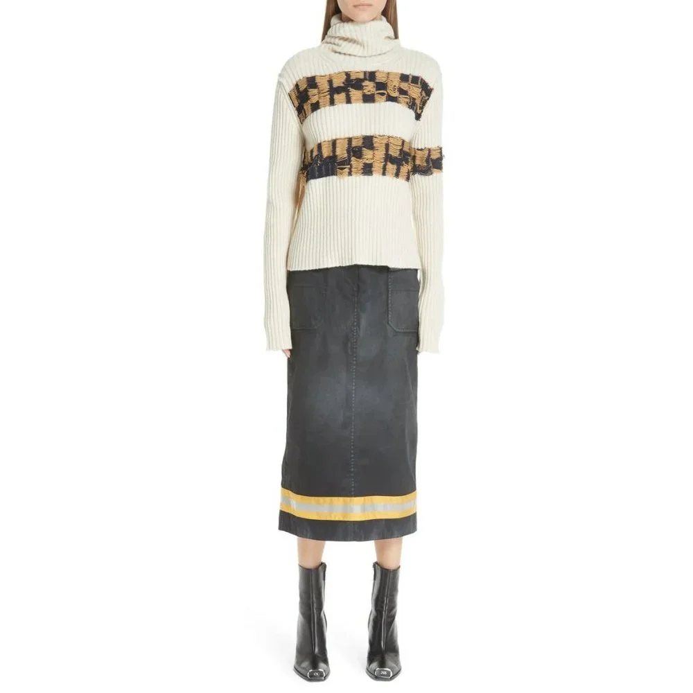Calvin Klein 205W39NYC Quilt Jacquard Stripe Sweater Ivory Medium New Nwt Womens - Picture 16 of 16